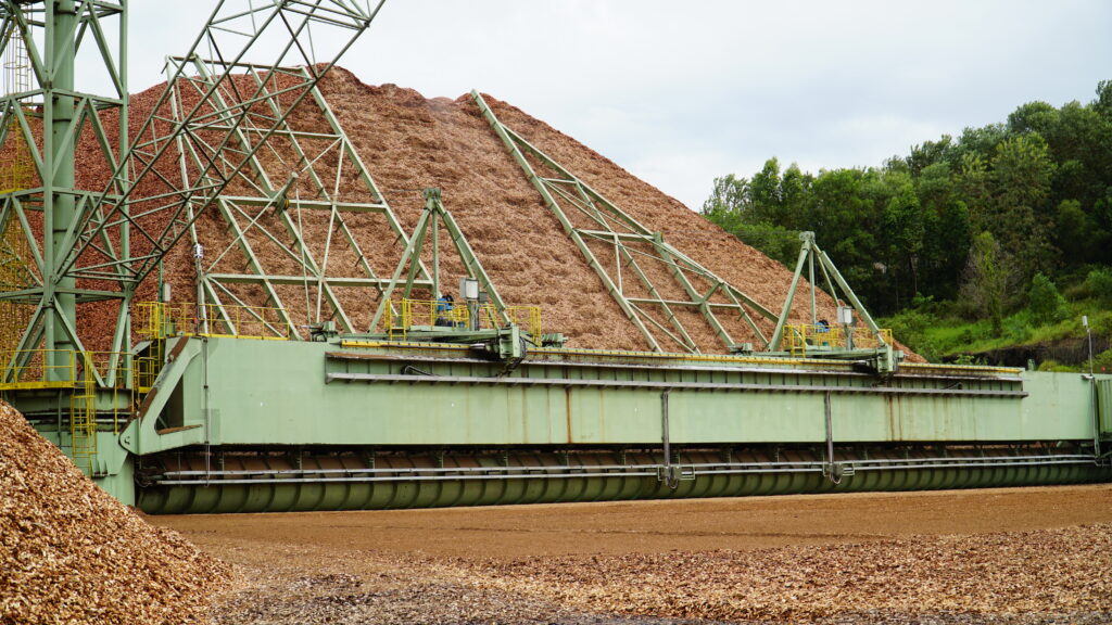wood chip stacks piles